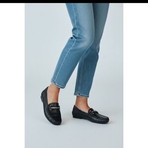 Lauren Ralph Lauren Claremont Sz 7 B Flat Shoes Black Leather Driving Loafers